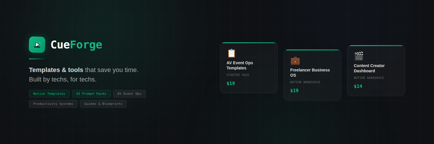 CueForge brand banner