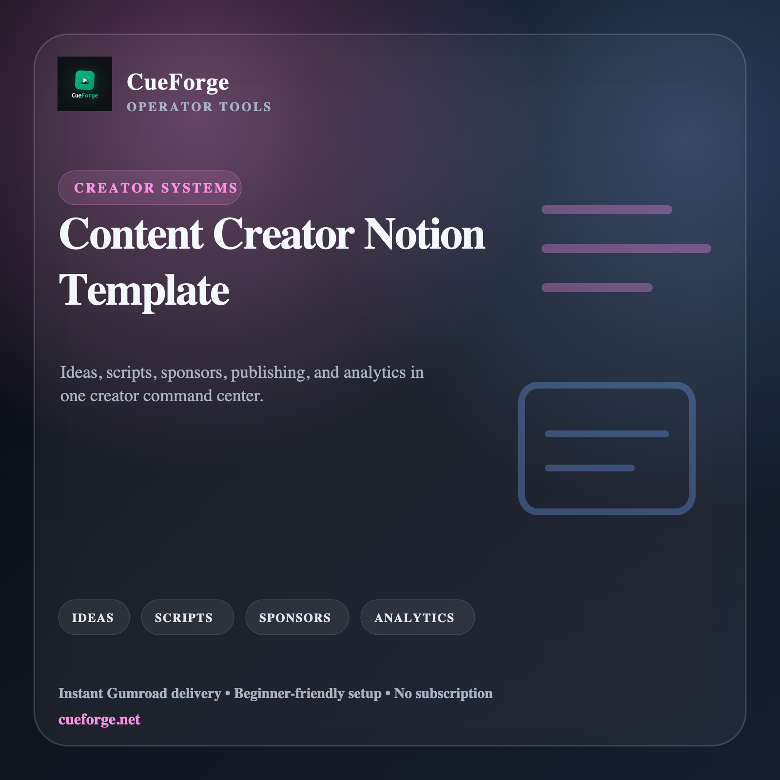 Content Creator Notion Template preview
