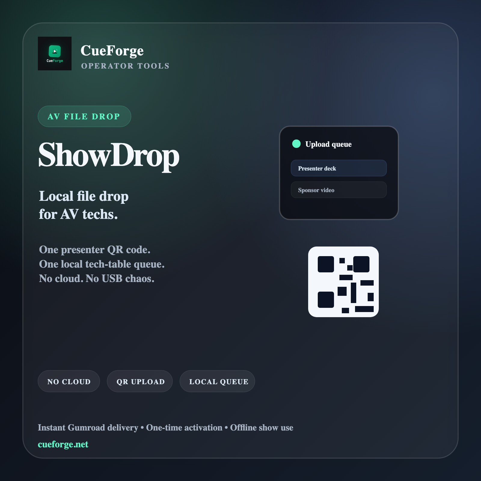 ShowDrop local file drop for AV techs cover